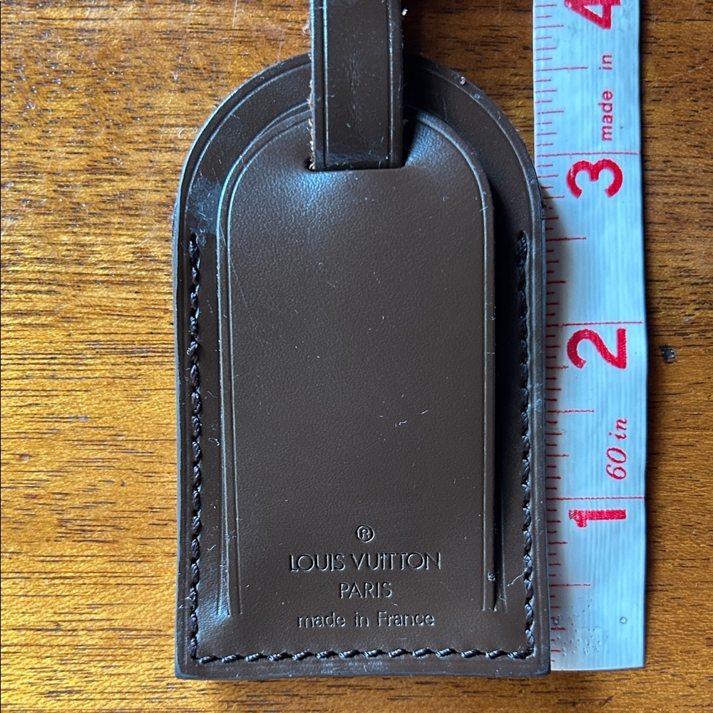 Louis Vuitton Leather Luggage Tag. Rare Find Damier Ebene 🧳★ - Picture 2 of 11